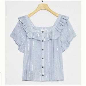 Anthropologie Leora Shimmer Ruffle Blouse Top Plus size 2X